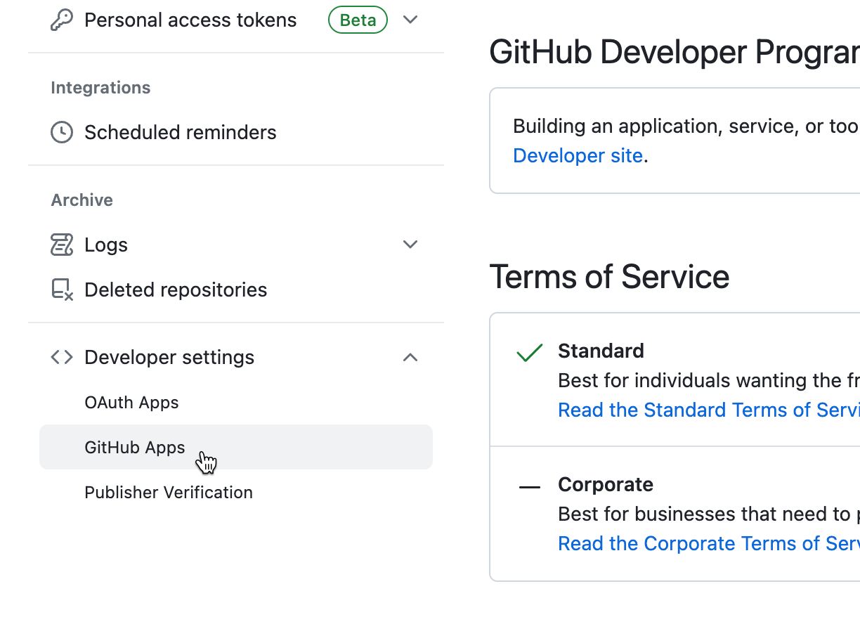 GitHub Organization Left Menu