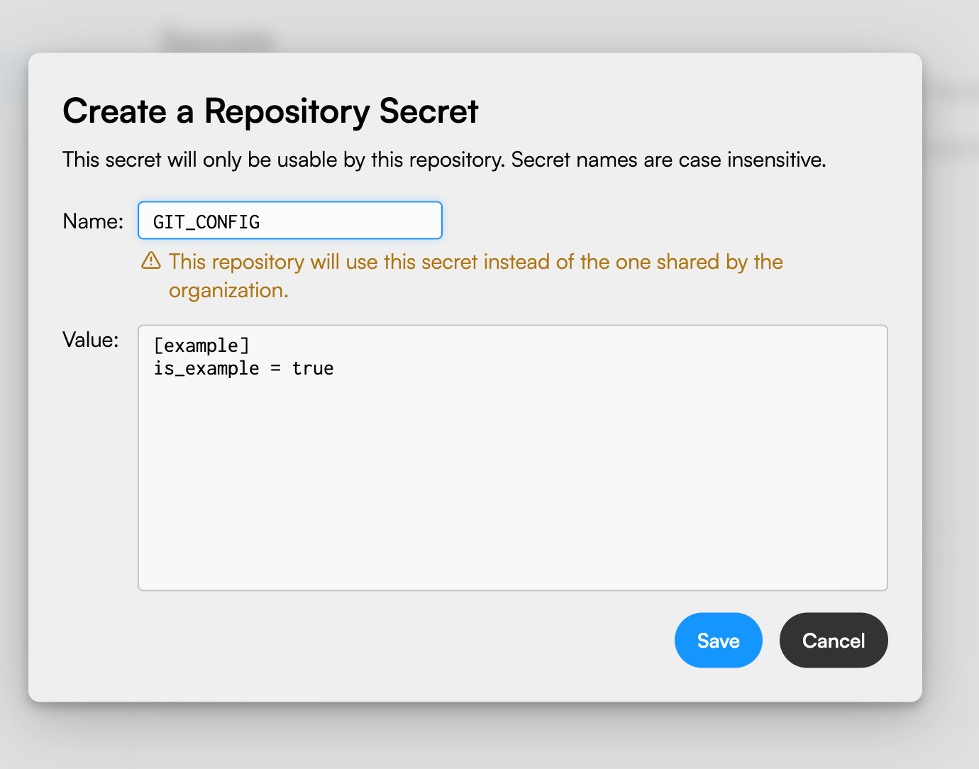 Repository Secret Override